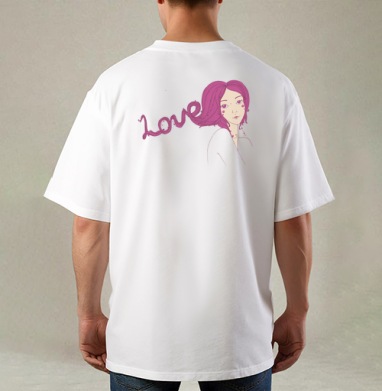 Love is in the hair  / Любовь в волосах, Футболка / Мужская / Оверсайз / С принтом на спине