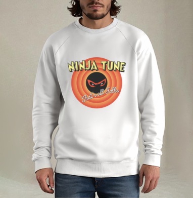 Ретро-логотип Ninja Tune в стиле Looney Tunes, Свитшот мужской белый
