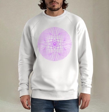 Генеративная мандала в стиле сакральной геометрии, Свитшот мужской белый