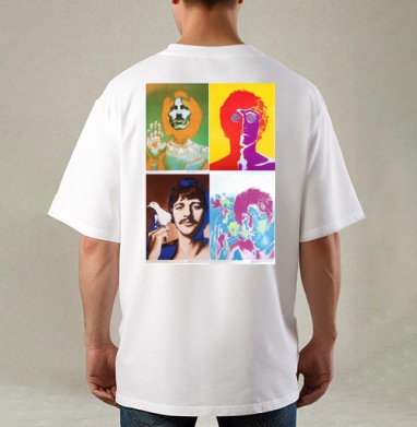 The Beatles Pop-art, Футболка / Мужская / Оверсайз / С принтом на спине
