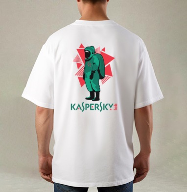 Защитный костюм Kaspersky для безопасности и комфорта, Футболка / Мужская / Оверсайз / С принтом на спине