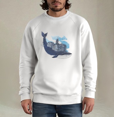 Whale city, Свитшот мужской белый