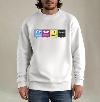 CMYK faces / Лица CMYK, Свитшот мужской белый