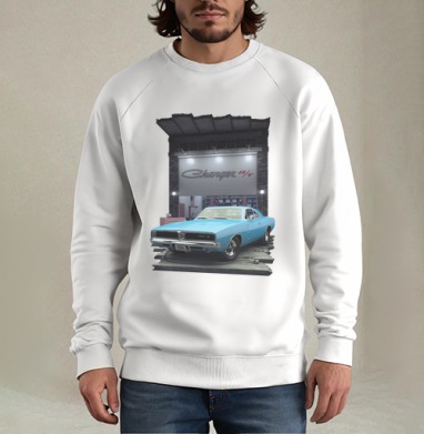 Dodge Charger R-T-SE Black / Додж Чарджер R-T-SE Черный, Свитшот мужской белый