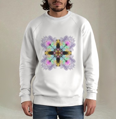 Flower mandala / Цветочная мандала, Свитшот мужской белый