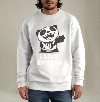 I Love Extreme Pandi / Я люблю экстрим Панди, Свитшот мужской белый