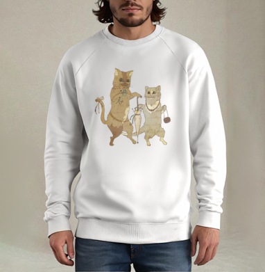 Katzen / Кошки, Свитшот мужской белый