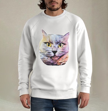 Кот, Свитшот мужской белый