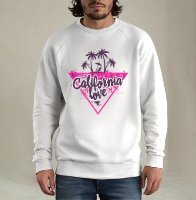 California love яркая романтика пальмовой вечеринки, Свитшот мужской белый