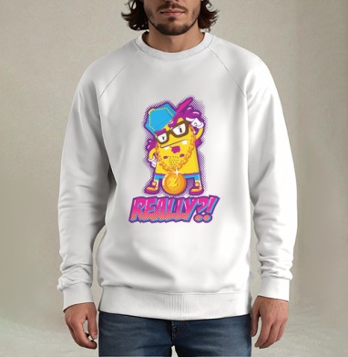 Skeptical Yellow Gangsta Character / Скептичный Жёлтый Гангста Монстр, Свитшот мужской белый