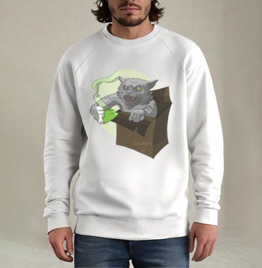 Shredingers cat free / Свободу коту Шрёдингера, Свитшот мужской белый