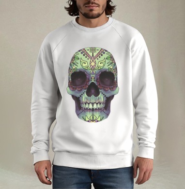 Sugar Skull / Сахарный череп, Свитшот мужской белый