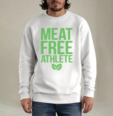 MEAT FREE ATHLETE – Эмблема веган-спортсмена, Свитшот мужской белый