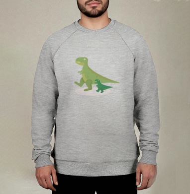 Динозавры-тираннозавры, Свитшот мужской меланж начес/петля