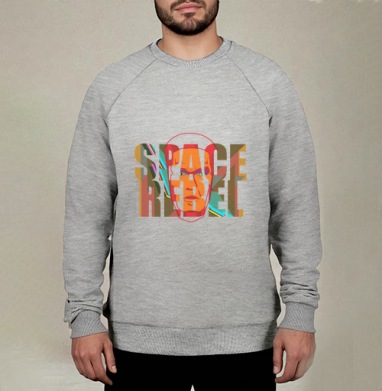 SPACE REBEL — Космический бунтарь с мощным взглядом, Свитшот мужской меланж начес/петля