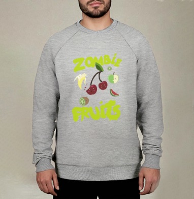 Неоновый принт Zombie Fruits с яркими фруктами, Свитшот мужской меланж начес/петля
