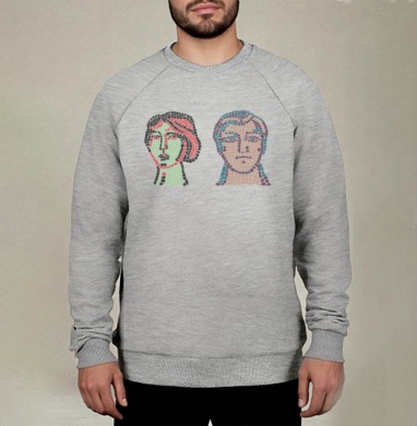 Мужской и женский портреты нео мозаика вечность и дуальность, Свитшот мужской меланж начес/петля