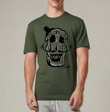 Dali Skull, Футболка мужская REGULAR темный хаки