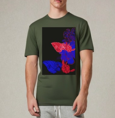 Floral print / Цветочный принт, Футболка мужская REGULAR темный хаки
