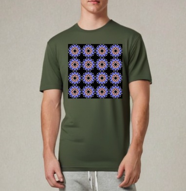 Lavender abstract pattern with stars / Абстрактный лавандовый паттерн в современном стиле, Футболка мужская REGULAR темный хаки