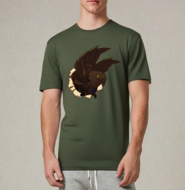 Dark Powerful Eagle Breaking Through Torn Surface Орёл Прорывающийся Через Рваную Поверхность, Футболка мужская REGULAR темный хаки