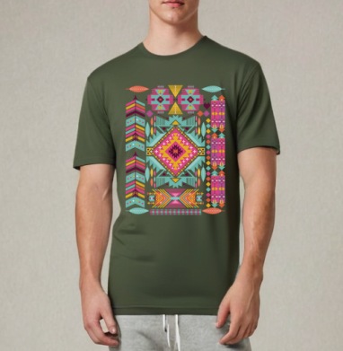 Trendy tribal ornament, Футболка мужская REGULAR темный хаки