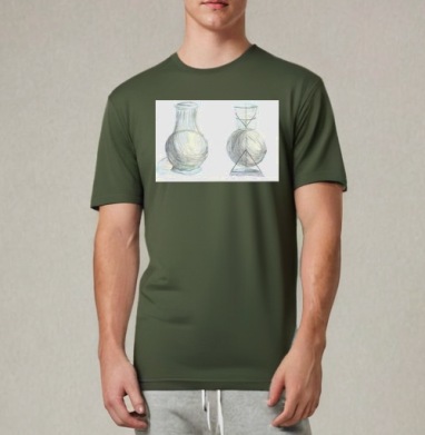 Vase structure drawing study / Эскиз академического наброска структуры вазы, Футболка мужская REGULAR темный хаки