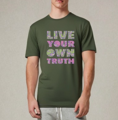 Live your own truth / Живи своей правдой, Футболка мужская REGULAR темный хаки