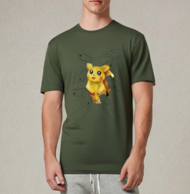 Pokemon, Футболка мужская REGULAR темный хаки