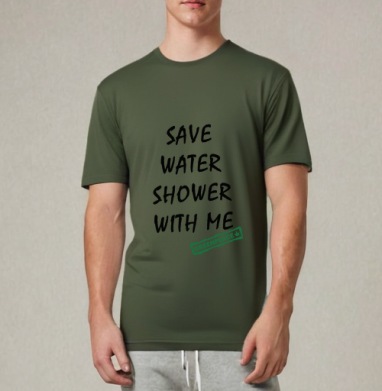 SAVE WATER SHOWER WITH ME / Экономь воду, принимай душ со мной, Футболка мужская REGULAR темный хаки