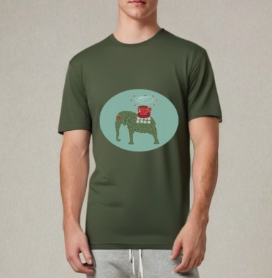Tea elephant / Чайный слон, Футболка мужская REGULAR темный хаки