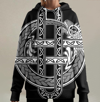 Кельтский змей узел вечности символ, Hoodie Long Oversize 3D