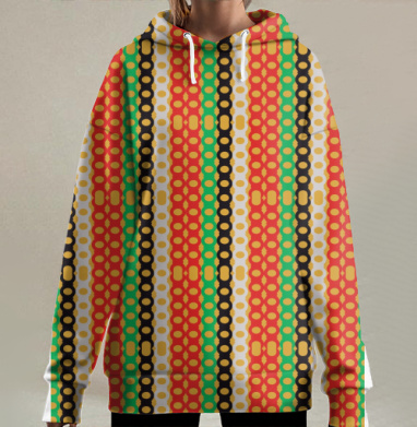 Яркие вертикали в ретро стиле., Hoodie Long Oversize 3D
