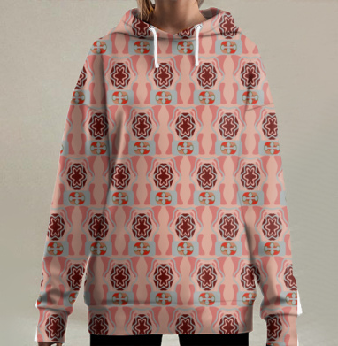 Теплая геометрия узоры ритм повторения, Hoodie Long Oversize 3D