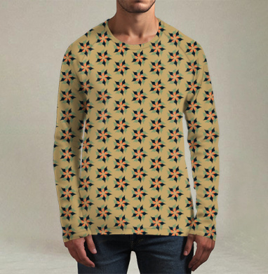 Geometric Flower Pattern – Геометрический цветочный паттерн акцент для дома, Футболка мужская лонгслив 3Д