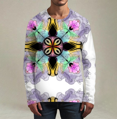 Flower mandala / Цветочная мандала, Футболка мужская лонгслив 3Д