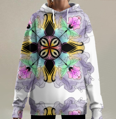 Flower mandala / Цветочная мандала, Hoodie Long Oversize 3D