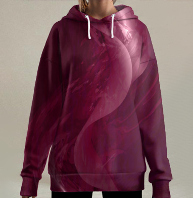 Элегантная бордовая абстрактная волна, Hoodie Long Oversize 3D