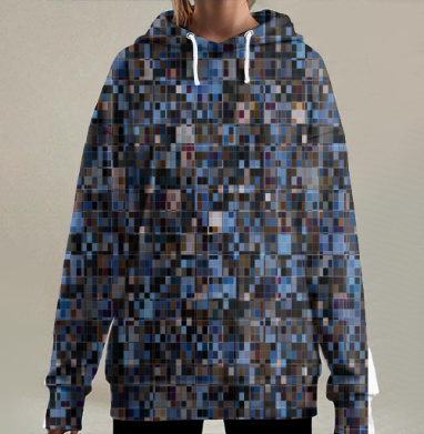 Пиксельная мозаика – стильный абстрактный узор, Hoodie Long Oversize 3D