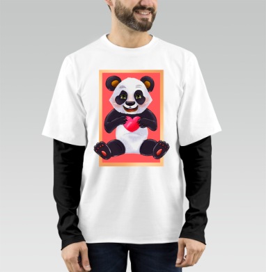Мягкая игрушка Панда с сердцем, 25 см, Футболка мужская лонгслив OneOne