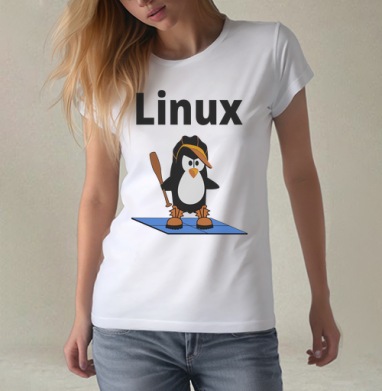 Стильный пингвин Linux в кепке и ботинках с битой - Магазин футболок Wladimir. Дизайнерские принты.