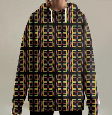 Абстрактный геометрический узор с градиентом цвета, Hoodie Long Oversize 3D