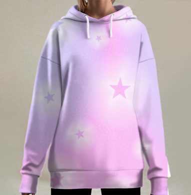 Декоративный фон с мерцающими звездами нежных оттенков, Hoodie Long Oversize 3D