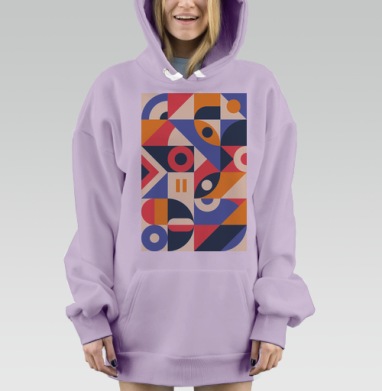 Абстрактный современный геометрический паттерн, Hoodie Mjhigh Dig Mel, Fiolet, утепленная
