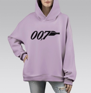 Агент 007, Hoodie Mono Fiolet, оверсайз, утепленная