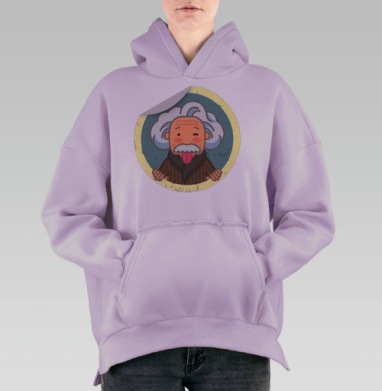 Веселый Эйнштейн с языком и формулой E=mc², Hoodie Oversize Fiolet, утепленная