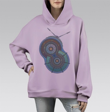 Alien Fm, Hoodie Mono Fiolet, оверсайз, утепленная