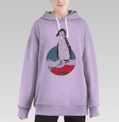 Антарктический пингвин, Hoodie Long Oversize Fiolet