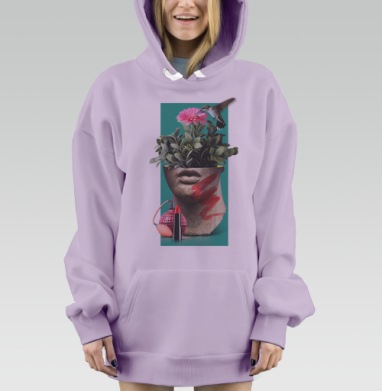 Цветущий сад в античной скульптуре с колибри, Hoodie Mjhigh Dig Mel, Fiolet, утепленная