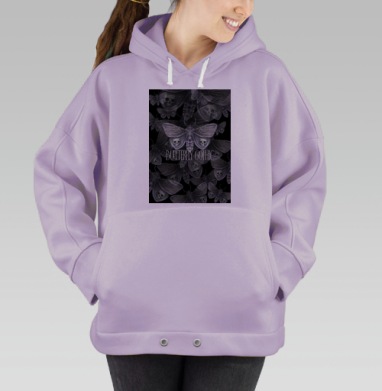 Готические мотыльки с черепами в темных тонах, Hoodie Oversize Fiolet